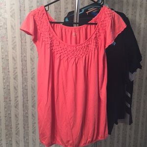 Loft top with woven neckline